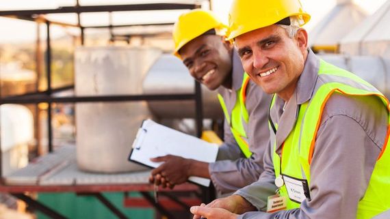 Builders working on a construction 